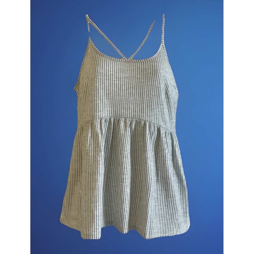 Andre by Unit Womens size Small S Top Blouse Summer‎ Halter White Gray Striped